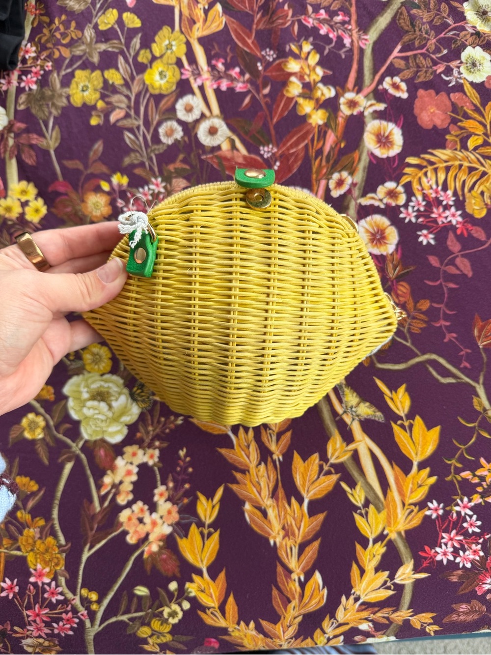 Woven Rattan Lemon-Shaped Handbag
